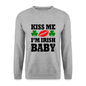 kiss me im irish baby - Unisex Sweatshirt - salt & pepper - Front - Alina (178cm) & Michal (187cm)