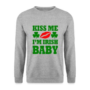 kiss me im irish baby - Unisex Sweatshirt - salt & pepper - Front - Alina (178cm) & Michal (187cm)