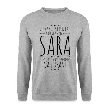 Sara perfekt - Unisex Pullover - Weißgrau meliert - Vorne - Alina (178cm) & Michal (187cm)