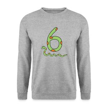 Snake Birthday Boy 6th Sixth Kids Reptile Animal - Unisex Sweatshirt - salt & pepper - Front - Alina (178cm) & Michal (187cm)