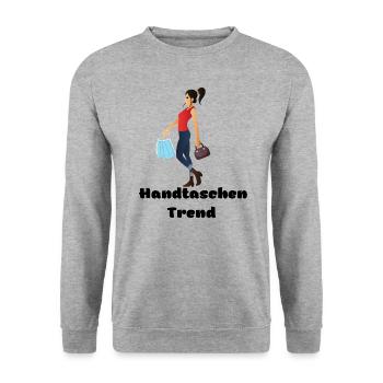 Handtaschen Trend 2022 Maske neue Funktion - Unisex Pullover - Weißgrau meliert - Vorne - Alina (178cm) & Michal (187cm)
