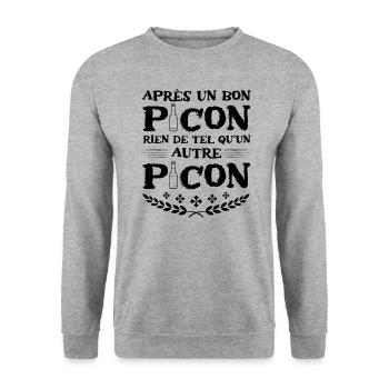 Apres un bon picon rien de tel qu'un autre picon - Sweat-shirt Unisexe - gris chiné - Devant - Alina (178cm) & Michal (187cm)