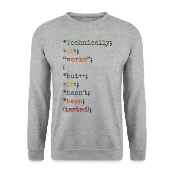 Software Ingenieur Informatiker Programmierer - Unisex Pullover - Weißgrau meliert - Vorne - Alina (178cm) & Michal (187cm)