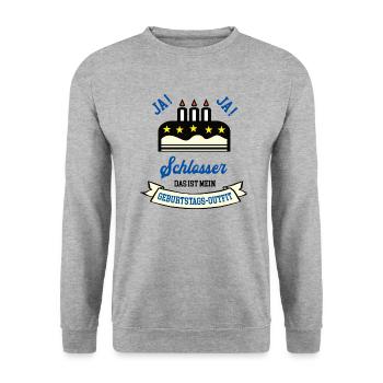 Schlosser Geburtstag KFZ-Schlosser Geb Schlosserei - Unisex Pullover - Weißgrau meliert - Vorne - Alina (178cm) & Michal (187cm)