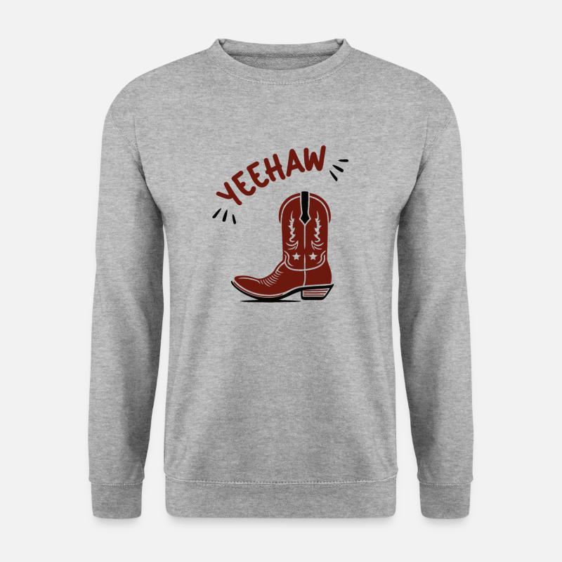 Cowboy Cowboystiefel Pferd Reiten Westernreiten - Unisex Pullover - Weißgrau meliert