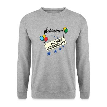 Schreiner 10 Jahre Jubiläum 10. jähriges Jubi - Unisex Pullover - Weißgrau meliert - Vorne - Alina (178cm) & Michal (187cm)