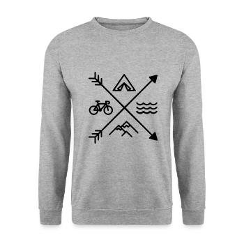 Adventure Wander Camping Mountains Berge Bike - Unisex Pullover - Weißgrau meliert - Vorne - Alina (178cm) & Michal (187cm)