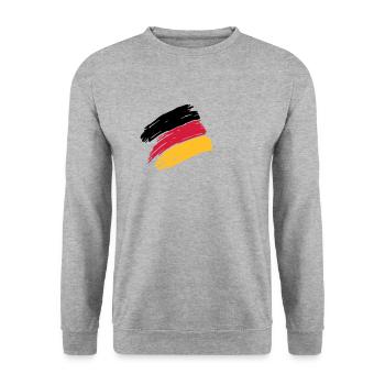 PINSELSTRICH DEUTSCHLAND FAHNE GER - Unisex Pullover - Weißgrau meliert - Vorne - Alina (178cm) & Michal (187cm)