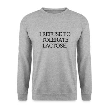 I refuse to tolerate Lactose - Unisex Pullover - Weißgrau meliert - Vorne - Alina (178cm) & Michal (187cm)