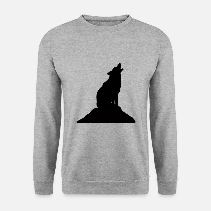 Wolf Werwolf Silhouette - Unisex Pullover - Weißgrau meliert
