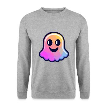Geist Halloween Bunt - Unisex Pullover - Weißgrau meliert - Vorne - Alina (178cm) & Michal (187cm)