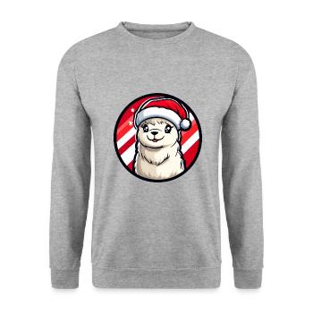 Alpaca Llama Christmas X-Mas - Unisex Sweatshirt - salt & pepper - Front - Alina (178cm) & Michal (187cm)
