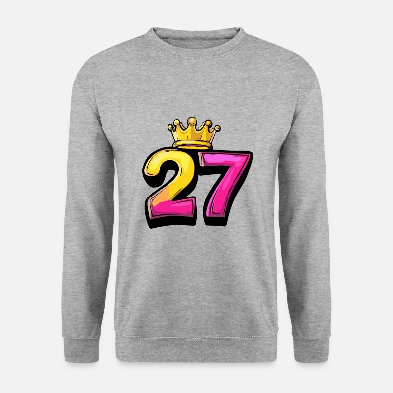 27 Zahl Krone - Unisex Pullover - Weißgrau meliert