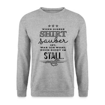Sauberes Stall Shirt - schwarze Edition - Unisex Pullover - Weißgrau meliert - Vorne - Alina (178cm) & Michal (187cm)