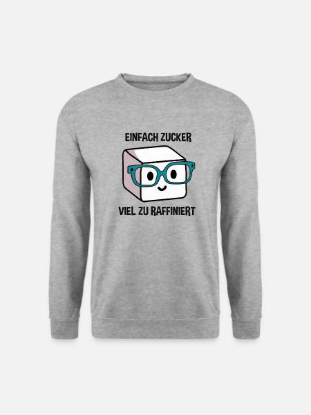 Süßer Nerd Zuckerwürfel: Einfach Zucker Viel Zu - Unisex Pullover - Weißgrau meliert