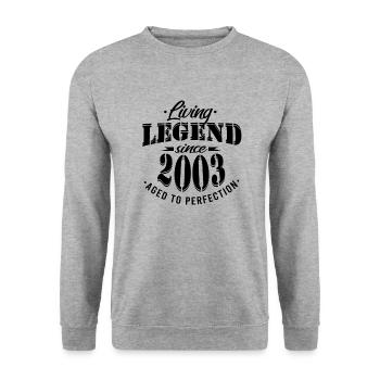 Une légende est née en 2003 - Sweat-shirt Unisexe - gris chiné - Devant - Alina (178cm) & Michal (187cm)