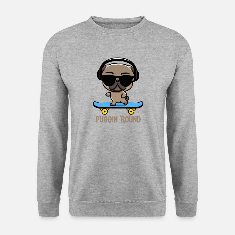 Pug on Skateboard Pugging Around - Unisex Sweatshirt - salt & pepper