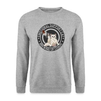 Emotionale Suppport Katze Katzenbesitzer Katzendam - Unisex Pullover - Weißgrau meliert - Vorne - Alina (178cm) & Michal (187cm)