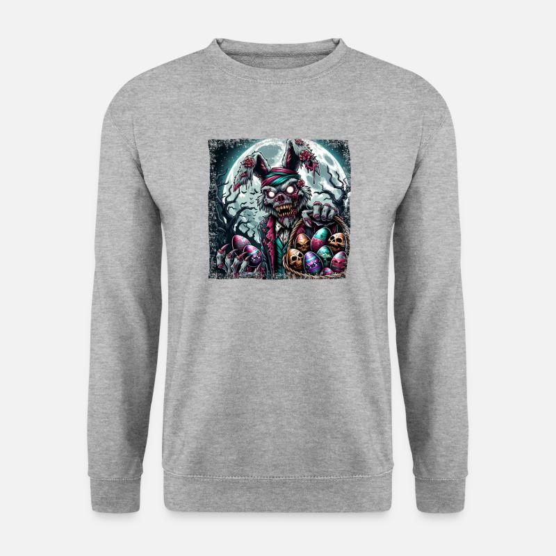 Ostern Osterhase Zombie Horror Grunge - Unisex Pullover - Weißgrau meliert