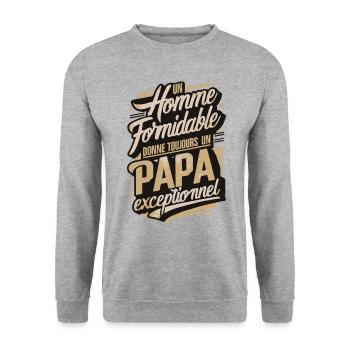 Belle idée cadeau fete des pères anniversaire papa - Sweat-shirt Unisexe - gris chiné - Devant - Alina (178cm) & Michal (187cm)