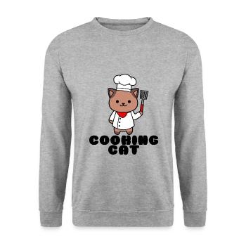 Cooking cat - Unisex Sweatshirt - salt & pepper - Front - Alina (178cm) & Michal (187cm)