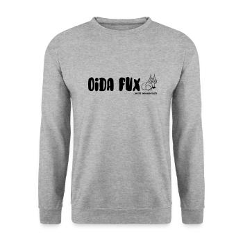 oida fux... echt wienerisch - Unisex Pullover - Weißgrau meliert - Vorne - Alina (178cm) & Michal (187cm)