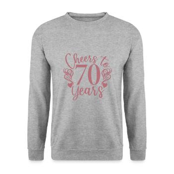Cheers To 70 Years 70th Birthday Anniversary - Unisex Sweatshirt - salt & pepper - Front - Alina (178cm) & Michal (187cm)