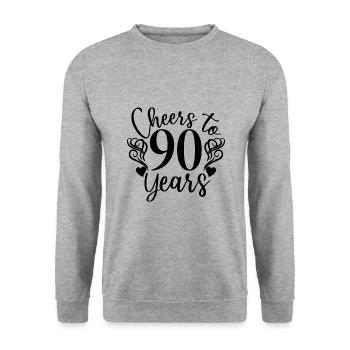Cheers To 90 Years 90th Birthday Anniversary - Unisex Sweatshirt - salt & pepper - Front - Alina (178cm) & Michal (187cm)