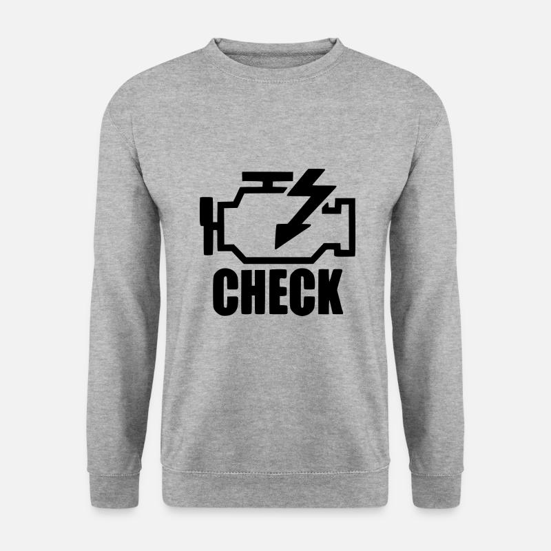 Check Engine Lamp Gas Car Tuning Turbo Boost - Unisex Pullover - Weißgrau meliert