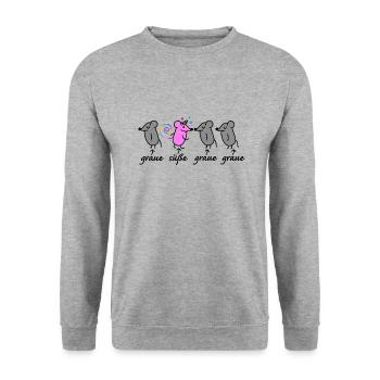 Maus und Mäuse - Unisex Pullover - Weißgrau meliert - Vorne - Alina (178cm) & Michal (187cm)