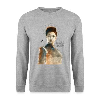 Star Trek Discovery Michael Burnham Porträt - Unisex Pullover - Weißgrau meliert - Vorne - Alina (178cm) & Michal (187cm)