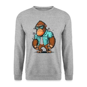 Geek out, Gorille ! - Sweat-shirt Unisexe - gris chiné - Devant - Alina (178cm) & Michal (187cm)