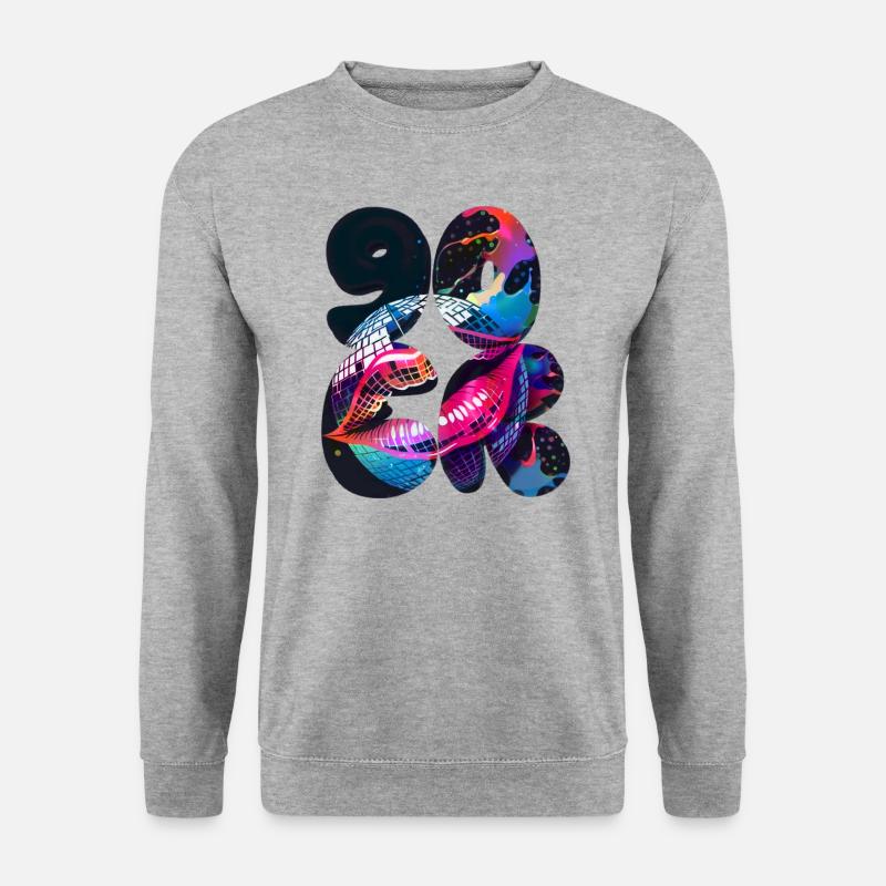 90er,discokugel,party,schrift,mund,retro - Unisex Pullover - Weißgrau meliert