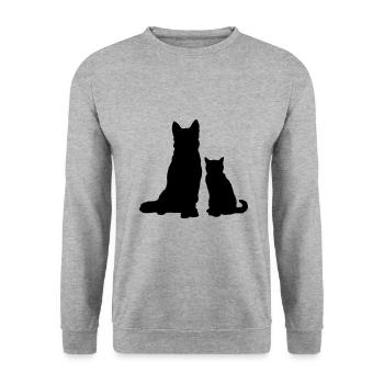 Dog & cat silhouette / cat & dog silhouette - Unisex Sweatshirt - salt & pepper - Front - Alina (178cm) & Michal (187cm)