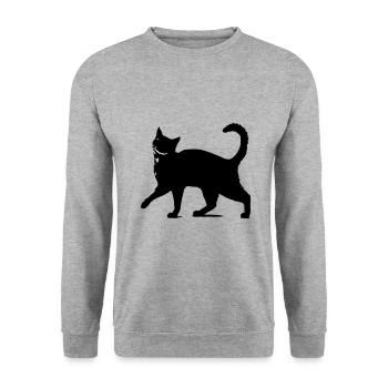 Black cat silhouette // black cat silhouette! - Unisex Sweatshirt - salt & pepper - Front - Alina (178cm) & Michal (187cm)