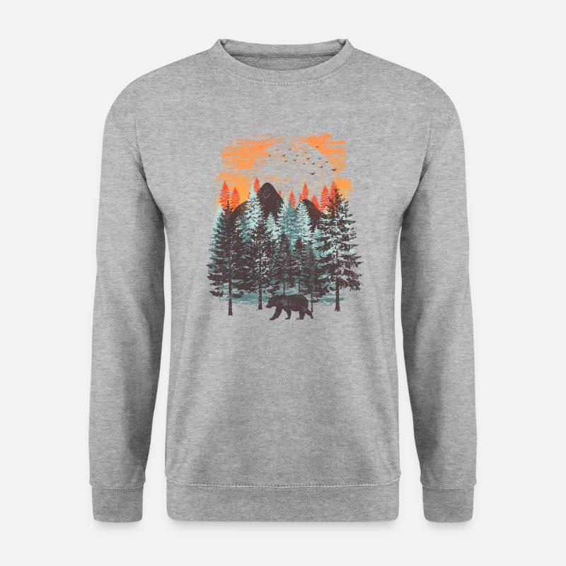 Wald Landschaft (Bär) - Unisex Pullover - Weißgrau meliert