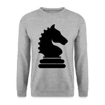Pièce d’échecs de cheval - Sweat-shirt Unisexe - gris chiné - Devant - Alina (178cm) & Michal (187cm)