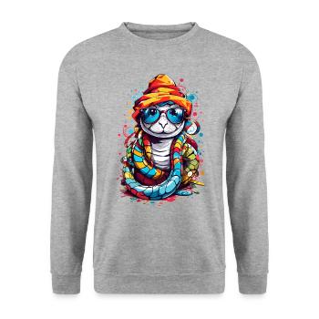 Cute colorful snake - Unisex Sweatshirt - salt & pepper - Front - Alina (178cm) & Michal (187cm)