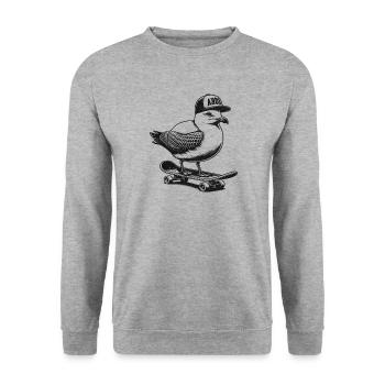 Ahoy Skater Mouette - Sweat-shirt Unisexe - gris chiné - Devant - Alina (178cm) & Michal (187cm)