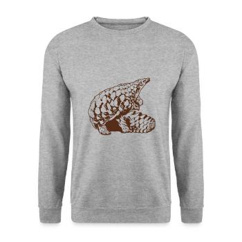 Cool Pangolin Sketch Graphic Wildlife Creature - Unisex Sweatshirt - salt & pepper - Front - Alina (178cm) & Michal (187cm)