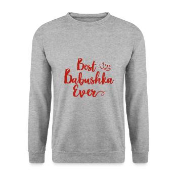 Best Babushka Ever Saying for Russian Grandma Russians - Unisex Sweatshirt - salt & pepper - Front - Alina (178cm) & Michal (187cm)