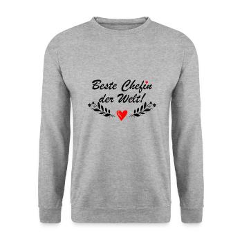 Beste Chefin der Welt - Unisex Pullover - Weißgrau meliert - Vorne - Alina (178cm) & Michal (187cm)