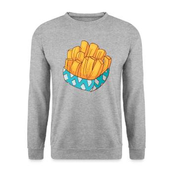 Frites frites - Sweat-shirt Unisexe - gris chiné - Devant - Alina (178cm) & Michal (187cm)