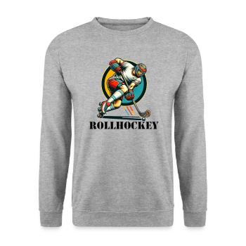 Rollhockey - Unisex Pullover - Weißgrau meliert - Vorne - Alina (178cm) & Michal (187cm)