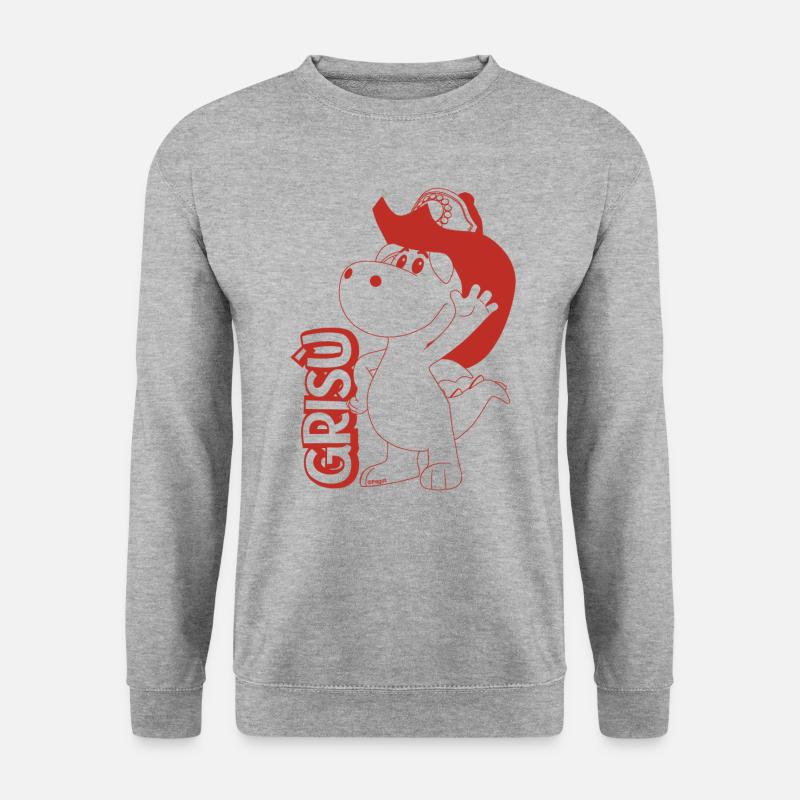 Grisù Il Piccolo Drago Con Casco E Logo Pompiere - Felpa unisex - grigio chiaro melange