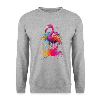 Flamingo - Unisex Pullover - Weißgrau meliert - Vorne - Alina (178cm) & Michal (187cm)