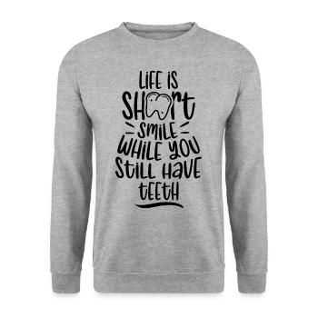 Smile as long as you still have teeth practice dentist - Unisex Sweatshirt - salt & pepper - Front - Alina (178cm) & Michal (187cm)