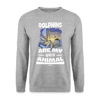 Delfin Delfinschule Säugetier Meer Delfinarium - Unisex Pullover - Weißgrau meliert - Vorne - Alina (178cm) & Michal (187cm)