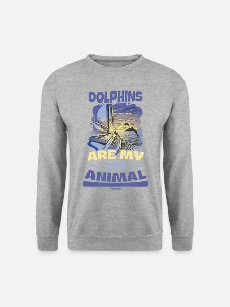Delfin Delfinschule Säugetier Meer Delfinarium - Unisex Pullover - Weißgrau meliert