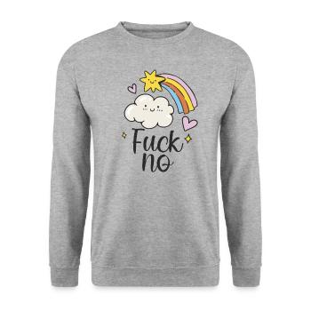 Fuck No glückliche Wolke Sternenschnuppe Herzen - Unisex Pullover - Weißgrau meliert - Vorne - Alina (178cm) & Michal (187cm)